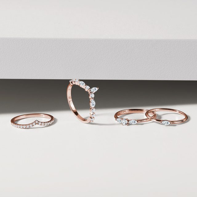 DIAMANTRING AUS 14K ROSÉGOLD - VERLOBUNGSRINGE DIAMANTEN - 