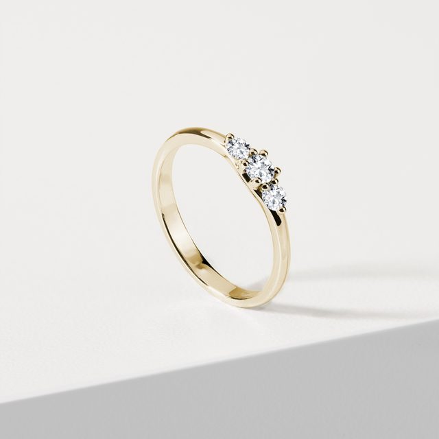 GOLD-DIAMANT DREIKLANG-RING - VERLOBUNGSRINGE DIAMANTEN - 
