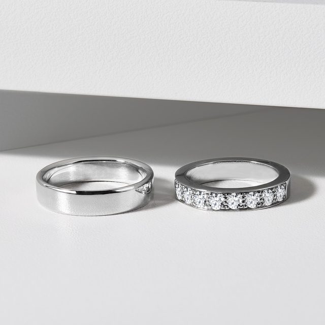 ALLIANCE CLASSIQUE POUR HOMMES EN OR BLANC - ALLIANCES DE MARIAGE HOMMES - 