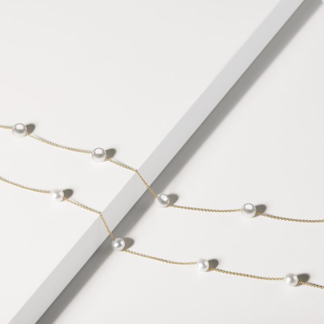 GOLDKETTE MIT AKOYA-PERLEN - PERLEN KETTEN - 