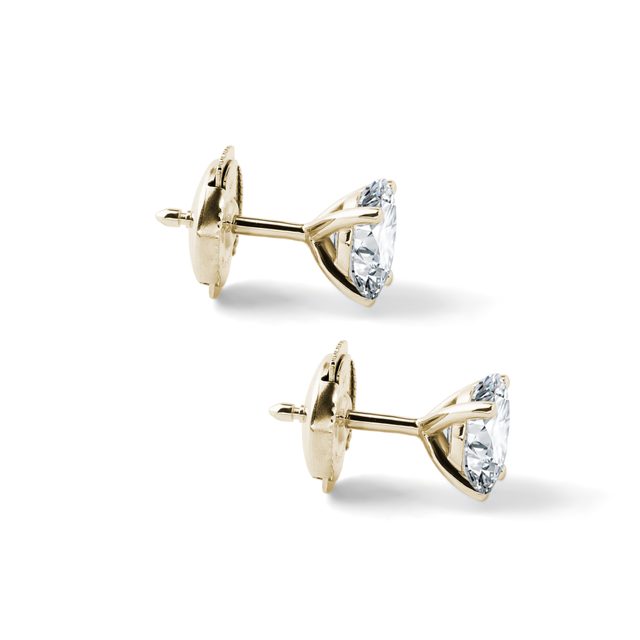 KOLCZYKI - ŻÓŁTE ZŁOTO Z OWALNYMI DIAMENTAMI LABORATORYJNYMI - DIAMENTOWE KOLCZYKI SZTYFTY - 