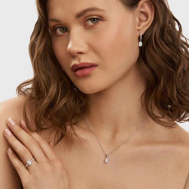 LUXURIÖSE HALSKETTE MIT 1 CT LABOR-DIAMANT IN WEISSGOLD - KETTEN MIT DIAMANTEN - 