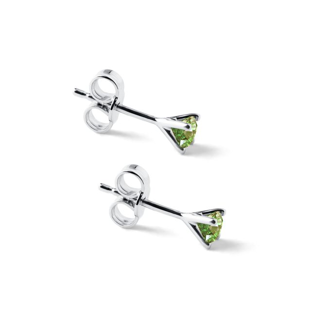 NÁUŠNICE PECKY SE ZELENÝMI DIAMANTY V BÍLÉM ZLATĚ - DIAMANTOVÉ NÁUŠNICE PECKY - 