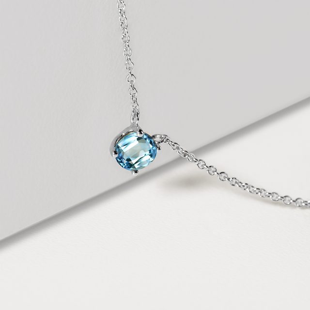 HALSKETTE MIT SWISS BLAUTOPAS IN WEISSGOLD - KETTEN MIT TOPAS - 