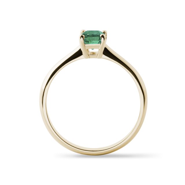 BAGUE EN OR JAUNE AVEC SON ÉMERAUDE - BAGUES EN ÉMERAUDE - 