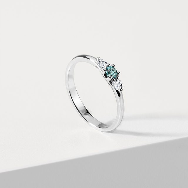 GOLDRING MIT BLAUEM DIAMANT - VERLOBUNGSRINGE MIT FARBIGEN DIAMANTEN - 