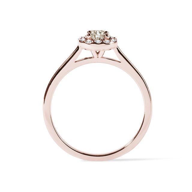HALORING MIT KLAREN DIAMANTEN IN ROSEGOLD - VERLOBUNGSRINGE MIT FARBIGEN DIAMANTEN - 