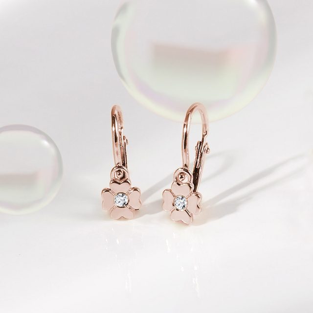 KLEEBLATT-OHRRINGE IN ROSÉGOLD - OHRRINGE KINDER - 