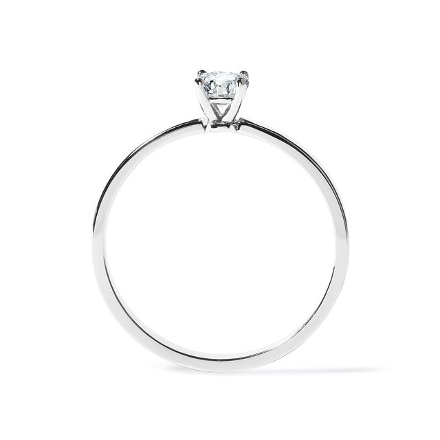 CLASSIC WHITE GOLD ENGAGEMENT RING WITH DIAMOND - BRILLIANT CUT DIAMOND ENGAGEMENT RINGS - 