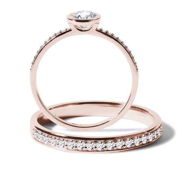 VERLOBUNGS- UND EHERING SET MIT LÜNETTENFASSUNG - TRAURING- UND VERLOBUNGSSETS - 