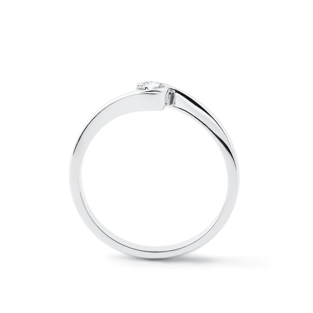 ASYMMETRISCHE DIAMANTRING AUS WEISSGOLD - VERLOBUNGSRINGE MIT BRILLANT - 