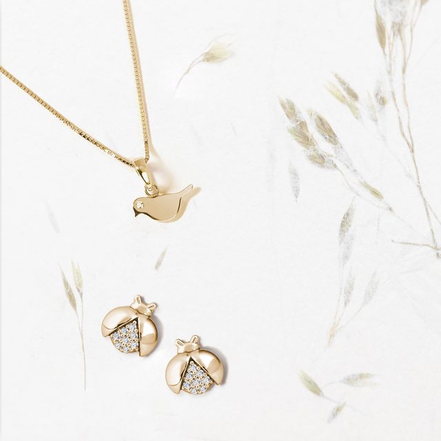 MARIENKÄFER-OHRRINGE IN GELBGOLD - OHRRINGE KINDER - 