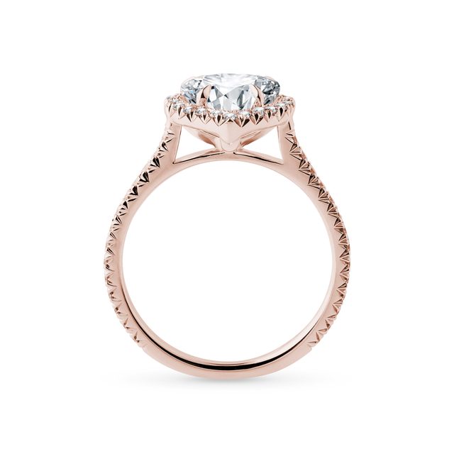 14K ROSE GOLD DIAMOND HEART RING - DIAMOND ENGAGEMENT RINGS - 