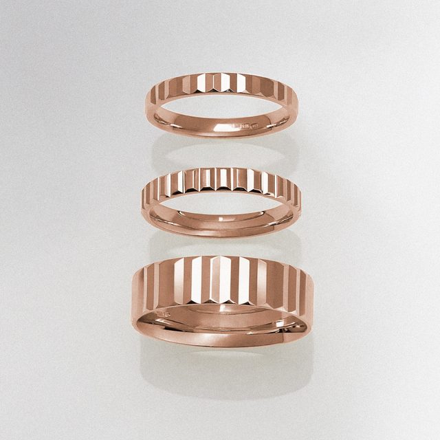 WOMEN'S ROSE GOLD FLUTED RING - ROSE GOLD RINGS - 