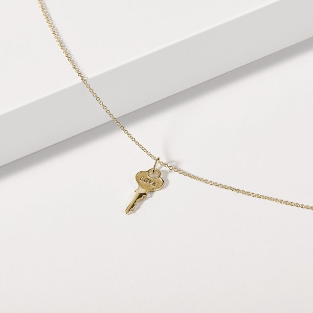 LOVE KEY PENDANT IN GOLD - YELLOW GOLD NECKLACES - 