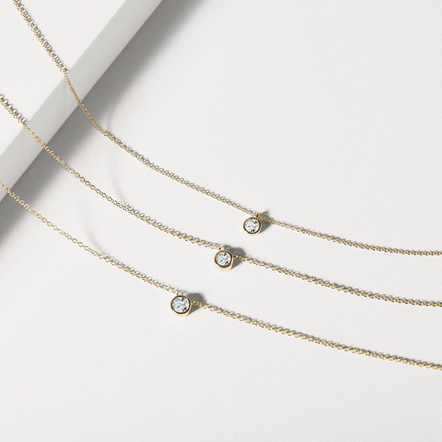 MINIMALIST DIAMOND NECKLACE IN GOLD - DIAMOND NECKLACES - 