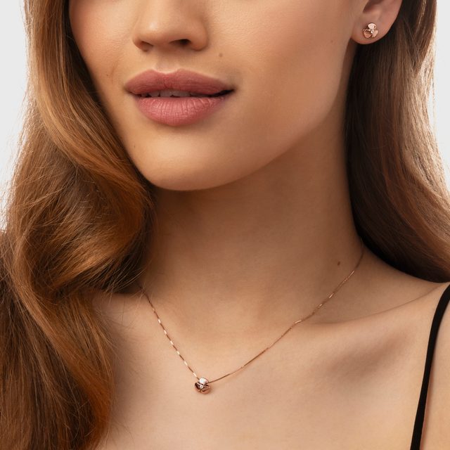 DIAMOND SHAMROCK NECKLACE IN ROSE GOLD - DIAMOND NECKLACES - 