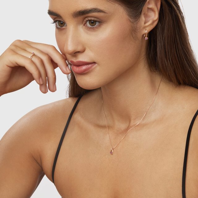 HALSKETTE MIT ROSA TURMALIN IN ROSÉGOLD - KETTEN MIT TURMALIN - 