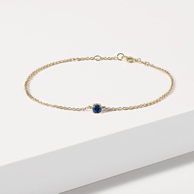ZLATÝ NÁRAMEK S MODRÝM SAFÍREM - NÁRAMKY S DRAHOKAMY - 