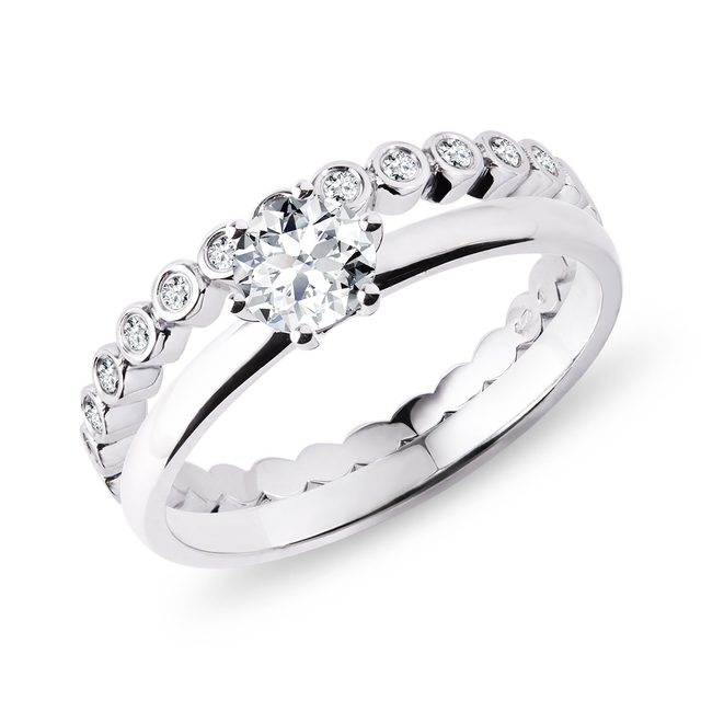 SET ZÁSNUBNÍHO A SNUBNÍHO PRSTENU V BÍLÉM ZLATĚ - SADY SNUBNÍCH A ZÁSNUBNÍCH PRSTENŮ - 