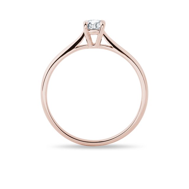JEMNÝ PRSTEN V RŮŽOVÉM ZLATĚ S BRILIANTEM - ZÁSNUBNÍ PRSTENY S BRILIANTEM - 