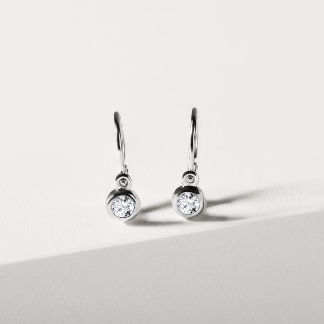 BOUCLES D'OREILLES POUR ENFANTS EN OR BLANC AVEC DIAMANTS SOLITAIRES - BOUCLES D'OREILLES POUR ENFANTS - 