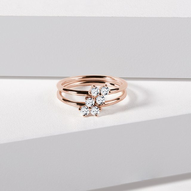 KLEEBLATT-DIAMANTRING IN ROSÉGOLD - VERLOBUNGSRINGE DIAMANTEN - 