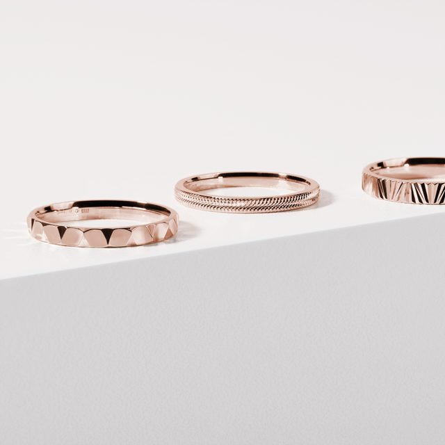 WOMEN'S RING WITH CUT FACETS IN ROSE GOLD - ROSE GOLD RINGS - 