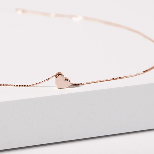 NASZYJNIK Z ZAWIESZKĄ W KSZTAŁCIE SERCA Z RÓŻOWEGO ZŁOTA - NASZYJNIKI Z RÓŻOWEGO ZŁOTA - 