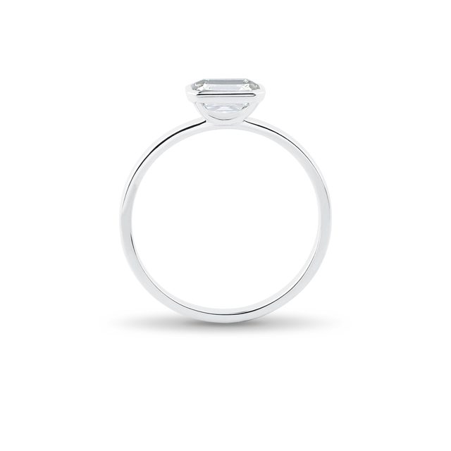 EMERALD CUT DIAMOND RING IN WHITE GOLD - RINGS WITH LAB-GROWN DIAMONDS - 