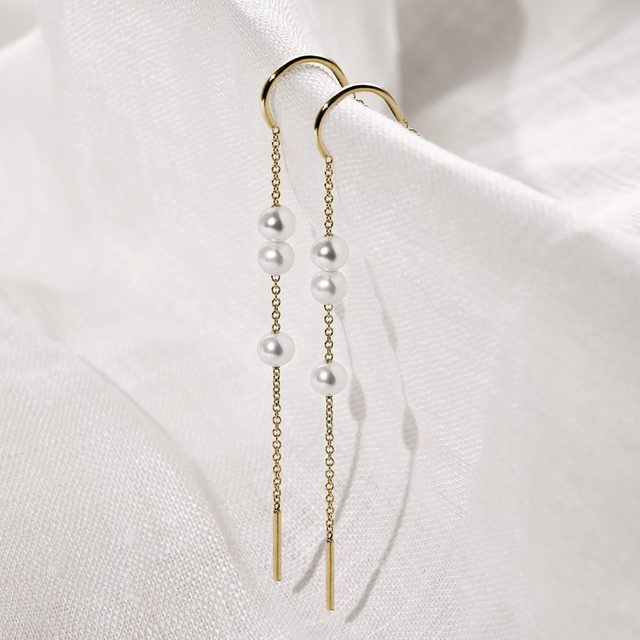 GELBGOLDENE OHRRINGE MIT PERLEN - PERLEN OHRRINGE - 