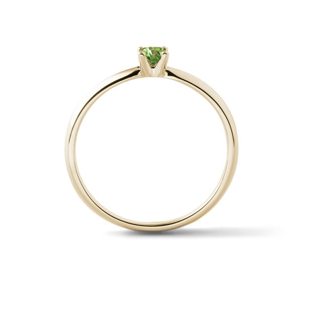 GREEN DIAMOND RING IN 14K YELLOW GOLD - FANCY DIAMOND ENGAGEMENT RINGS - 