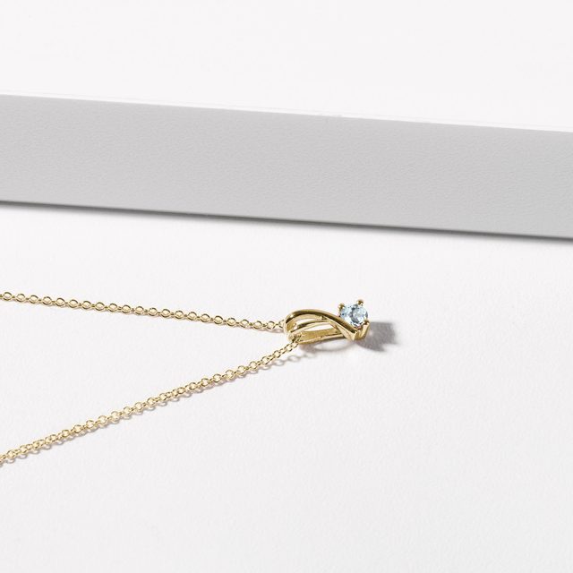 AQUAMARINE NECKLACE IN YELLOW GOLD - AQUAMARINE NECKLACES - 