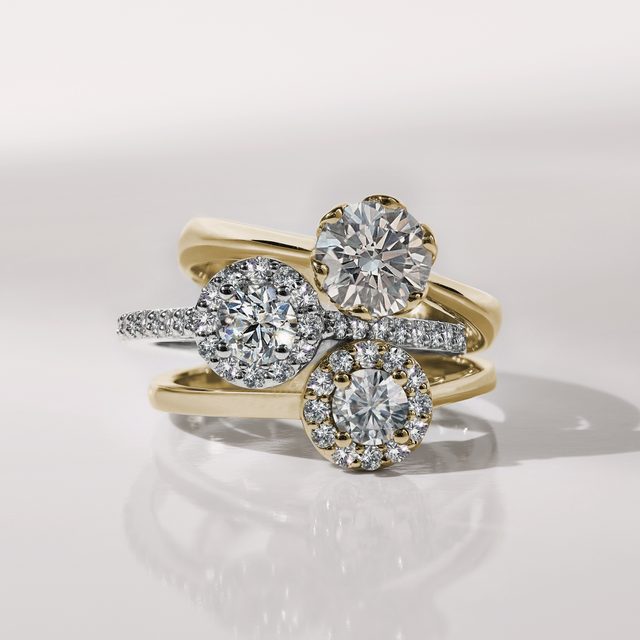 BAGUE D'OR BLANC HALO AVEC DIAMANTS - BAGUES DE FIANÇAILLES EN DIAMANT - 