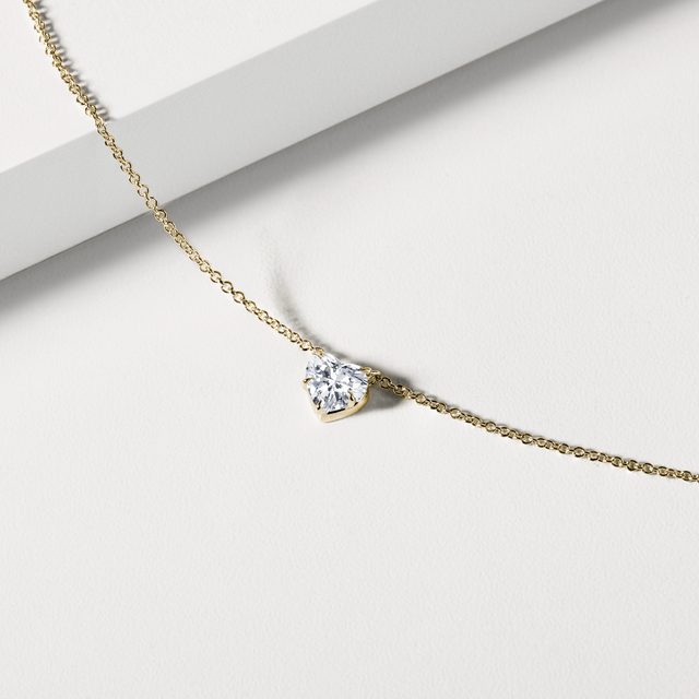 NASZYJNIK Z ŻÓŁTEGO ZŁOTA Z DIAMENTEM W KSZTAŁCIE SERCA - NASZYJNIKI Z DIAMENTAMI - 