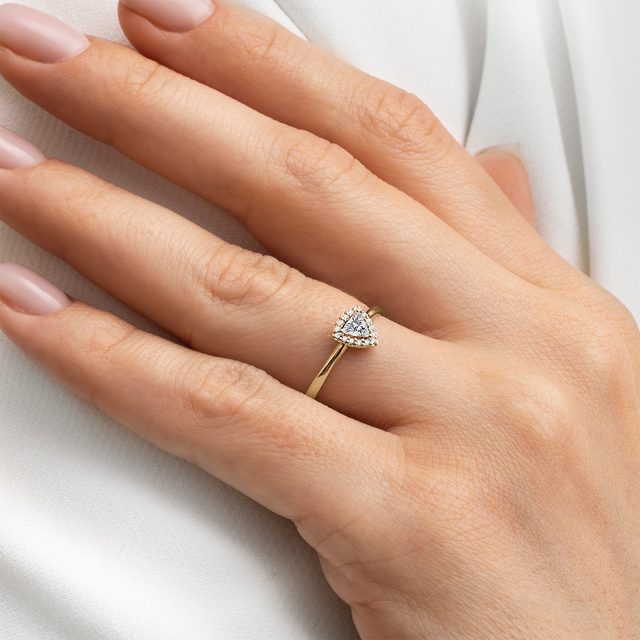 TRILLION CUT DIAMOND RING IN GOLD - DIAMOND ENGAGEMENT RINGS - 