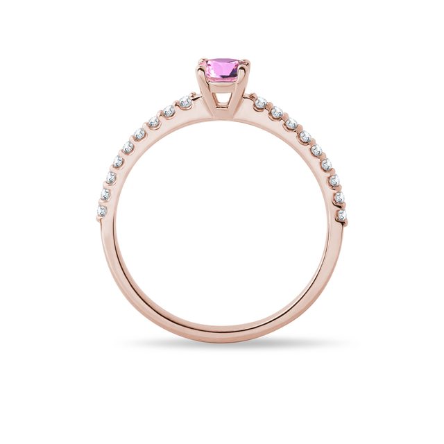 GOLDRING MIT DIAMANTEN UND ROSA SAPHIR - SAPHIRVERLOBUNGSRINGE - 