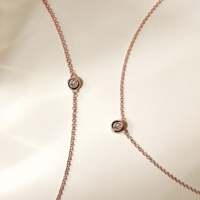 BRACELET MADE OF ROSE GOLD WITH CHAMPAGNE DIAMOND - DIAMOND BRACELETS - 