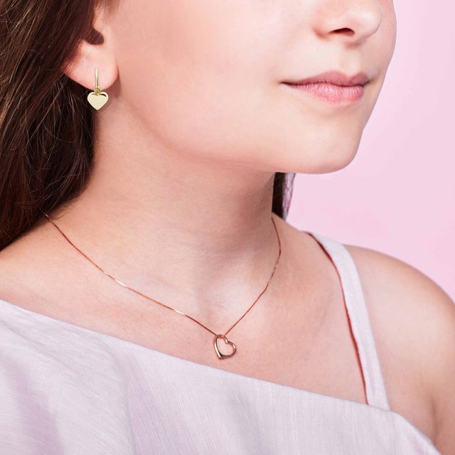 CHILDREN'S HEART SHAPED EARRINGS IN YELLOW GOLD - CHILDREN'S EARRINGS - 