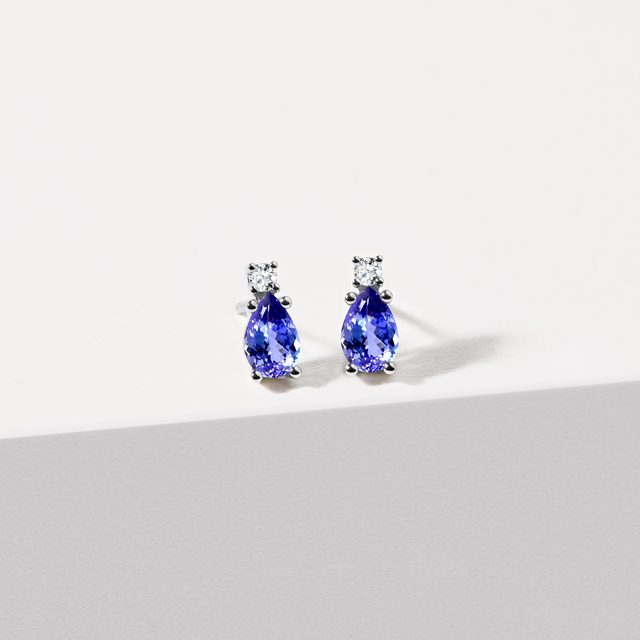 TANZANITE EARRINGS WITH DIAMONDS IN WHITE GOLD - TANZANITE EARRINGS - 