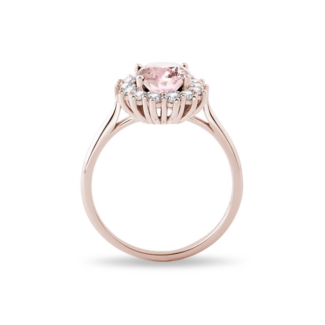 BAGUE EN OR ROSE MORGANITE ET DIAMANTS - BAGUES AVEC MORGANITE - 