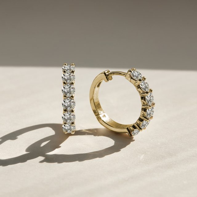 NÁUŠNICE S DIAMANTMI ZO ŽLTÉHO ZLATA - NÁUŠNICE DIAMANTY - 