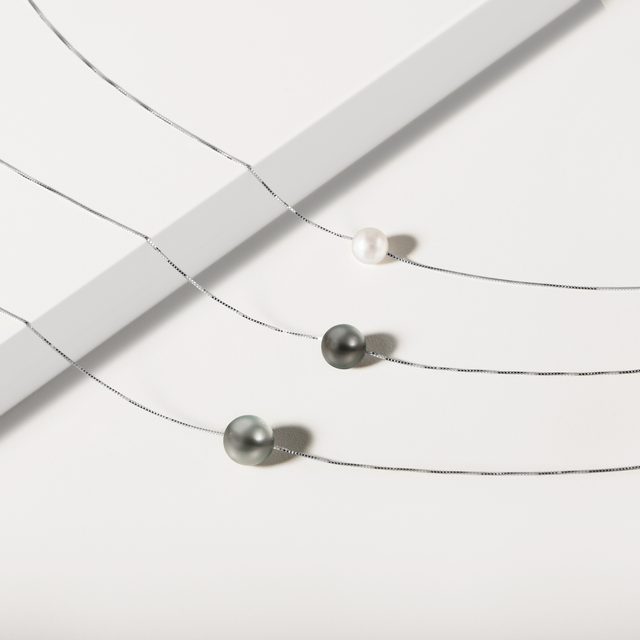 NÁHRDELNÍK Z BIELEHO ZLATA S TAHITSKOU PERLOU - PERLOVÉ PRÍVESKY - 