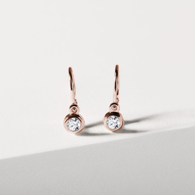 CHILDREN'S DIAMOND EARRINGS IN ROSE GOLD - CHILDREN'S EARRINGS - 