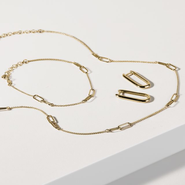 YELLOW GOLD NECKLACE WITH GEOMETRIC DETAILS - GOLD CHAINS - 