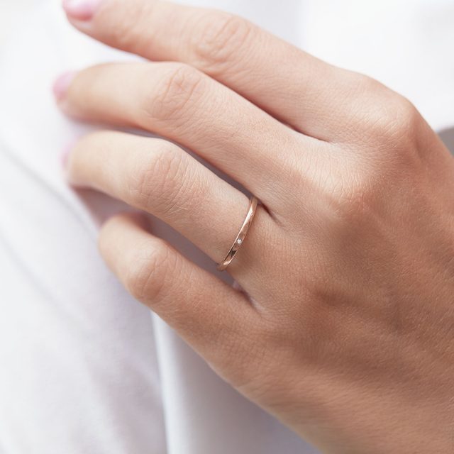 WEDDING RING IN ROSE GOLD WITH DIAMOND - WOMEN'S WEDDING RINGS - 