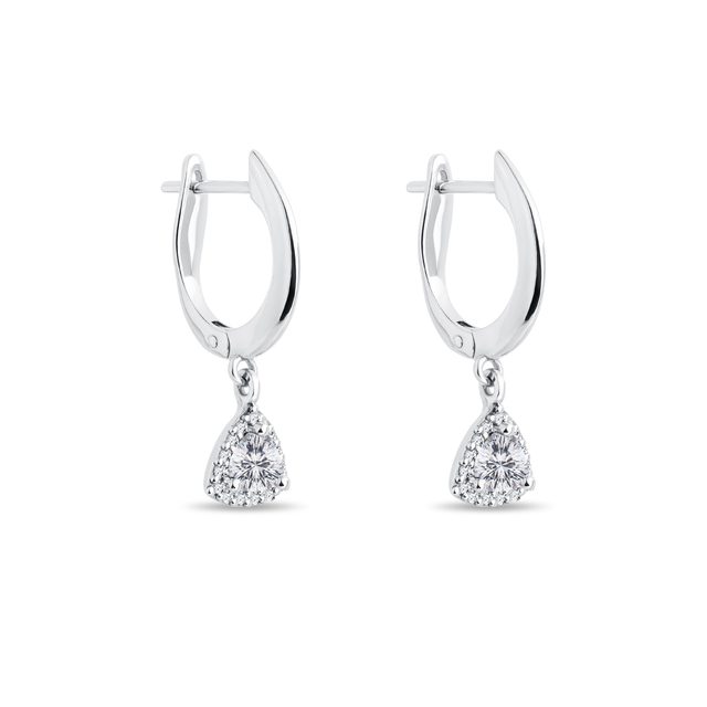 BOUCLES D'OREILLES EN OR BLANC AVEC DIAMANTS TAILLE TRILLION - BOUCLES D'OREILLES EN DIAMANT - 