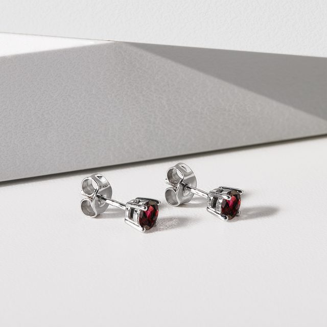 GRANAT OHRSTECKER IN WEISSGOLD - OHRRINGE GRANAT - 