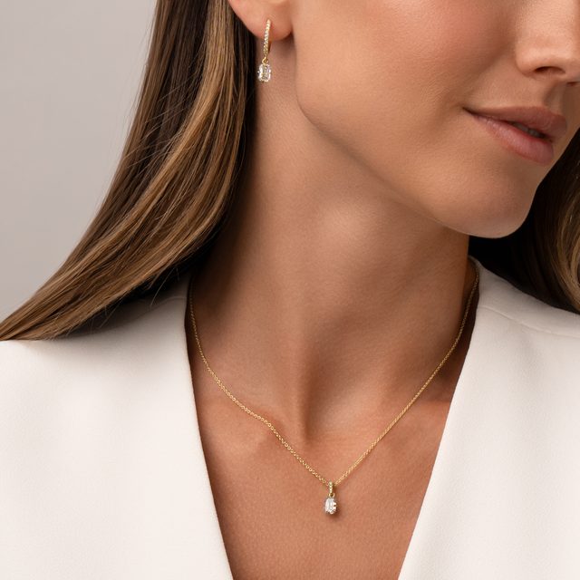 DIAMOND EARRING AND NECKLACE SET IN YELLOW GOLD - DIAMOND SETS - 