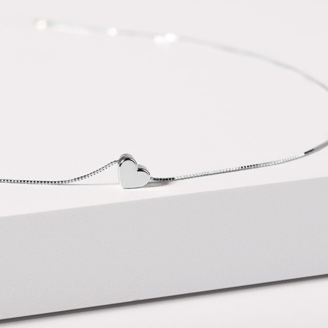 HERZFÖRMIGE HALSKETTE AUS WEISSGOLD - KETTEN AUS WEISSGOLD - 